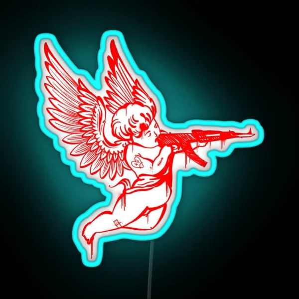 Angel With Machine Gun RGB Neon Sign