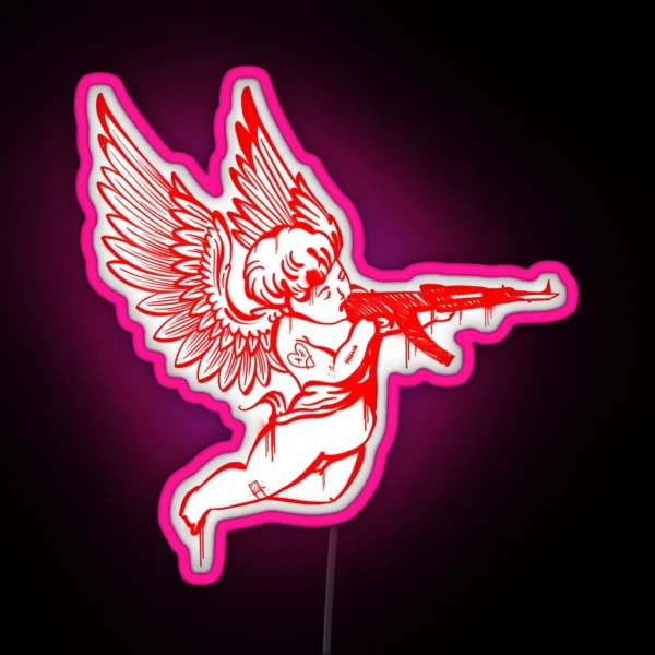 Angel With Machine Gun RGB Neon Sign