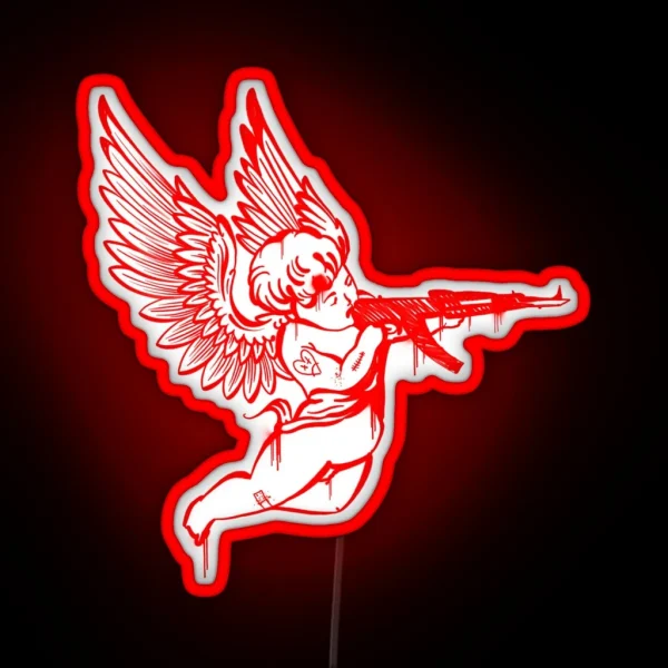 Angel With Machine Gun RGB Neon Sign