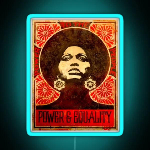 Angela Davis Poster 1971 RGB Neon Sign