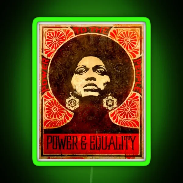 Angela Davis Poster 1971 RGB Neon Sign