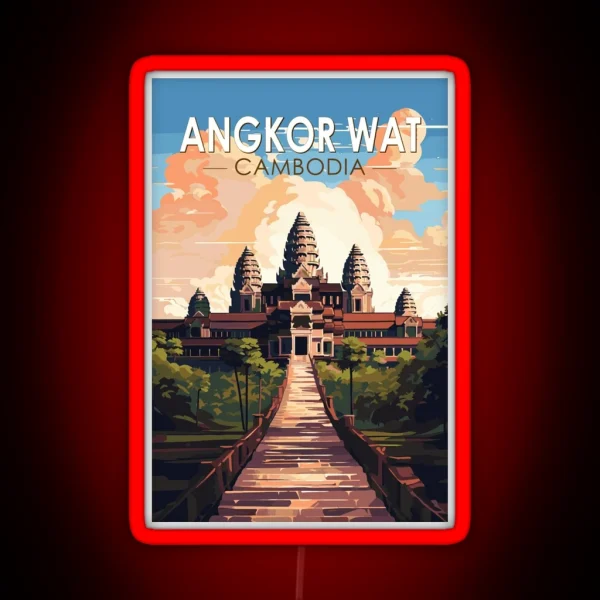 Angkor Wat Cambodia Travel Art Vintage RGB Neon Sign