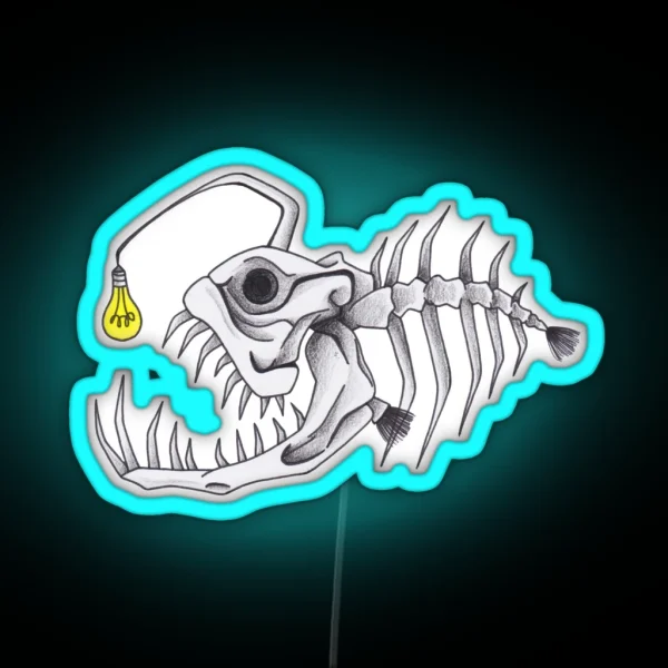 Angler Fish Skeleton RGB Neon Sign