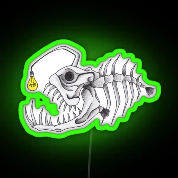 Angler Fish Skeleton RGB Neon Sign