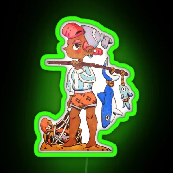 Angler Lady RGB Neon Sign