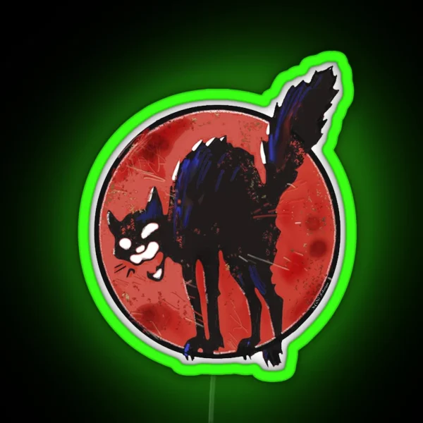 Angry Black Cat Against The World RGB Neon Sign