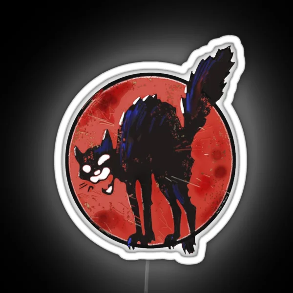 Angry Black Cat Against The World RGB Neon Sign