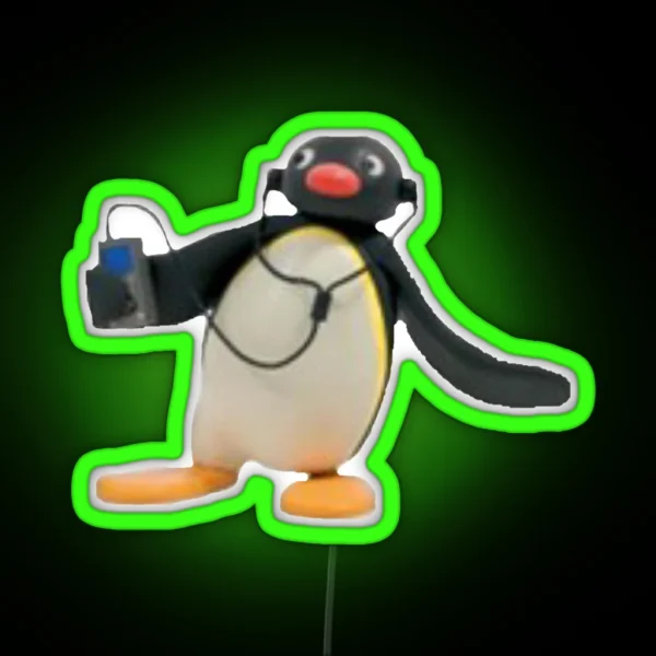 Angry Pingu Music Radio Headphones Cute Funny Official Merch RGB Neon Sign