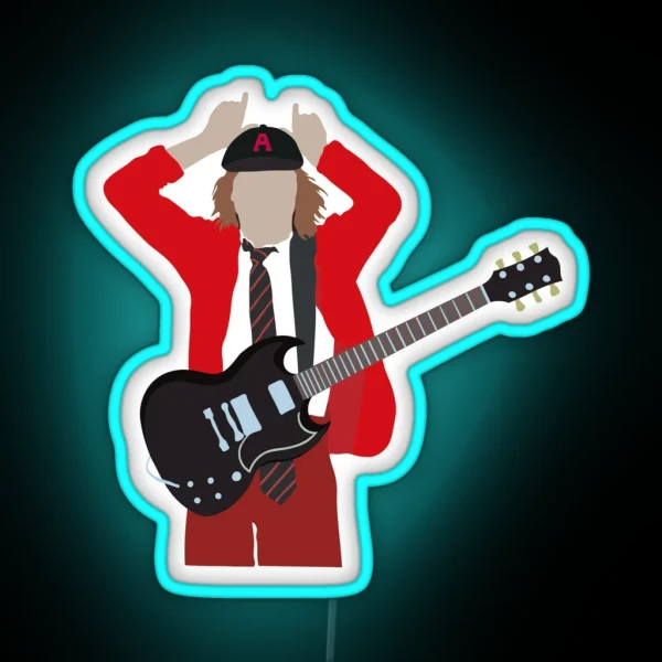 Angus Young AC DC Minimalistic RGB Neon Sign