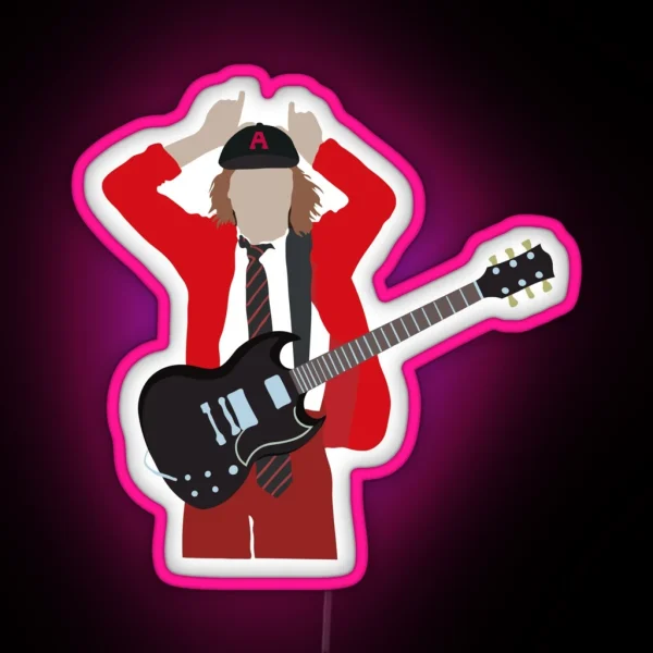 Angus Young AC DC Minimalistic RGB Neon Sign