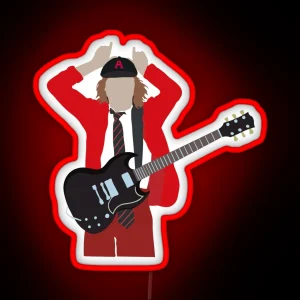 Angus Young AC DC Minimalistic RGB Neon Sign