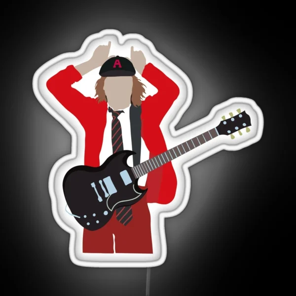 Angus Young AC DC Minimalistic RGB Neon Sign