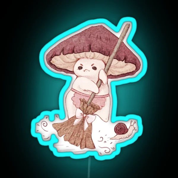 Angy Mushroom Does Not Like To Clean RGB Neon Sign