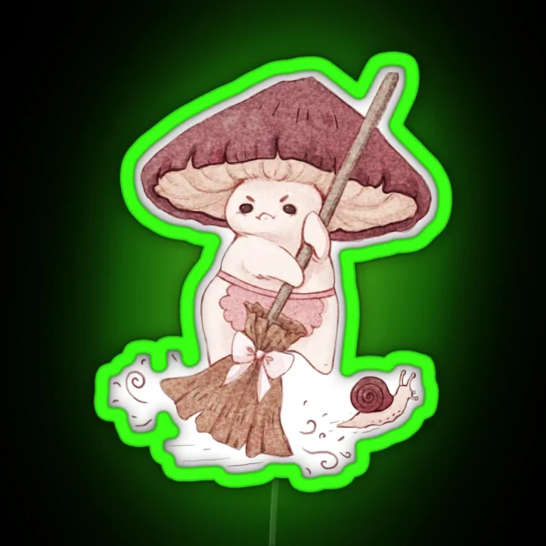 Angy Mushroom Does Not Like To Clean RGB Neon Sign