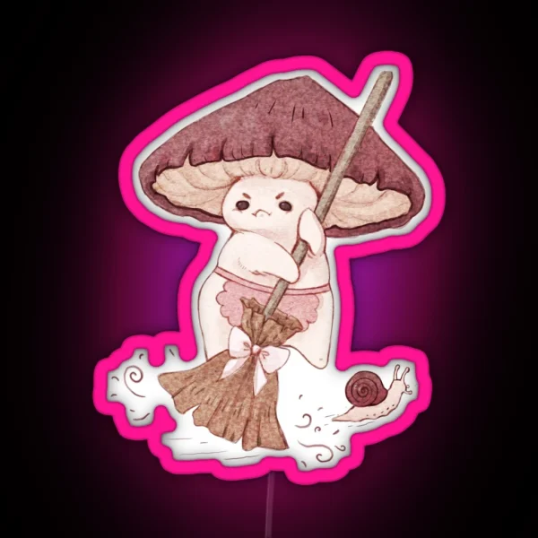 Angy Mushroom Does Not Like To Clean RGB Neon Sign