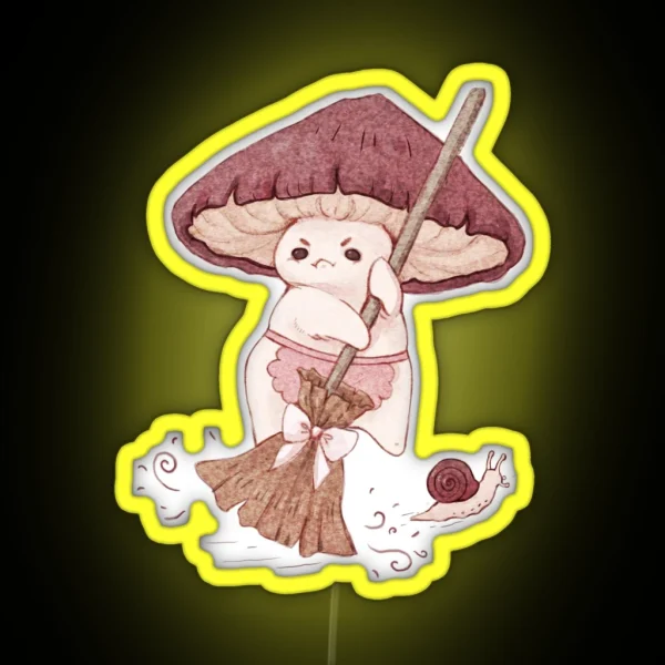 Angy Mushroom Does Not Like To Clean RGB Neon Sign