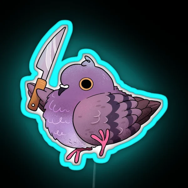 Angy Pigeon With A Knife RGB Neon Sign