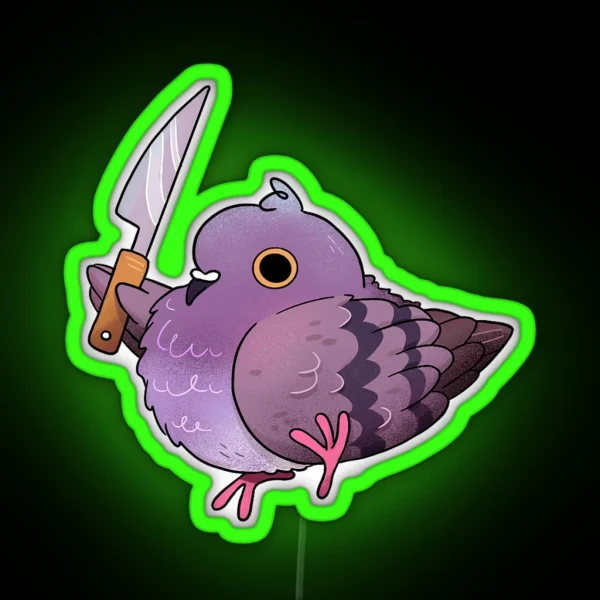 Angy Pigeon With A Knife RGB Neon Sign