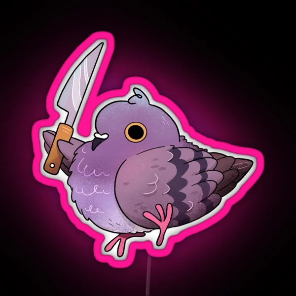 Angy Pigeon With A Knife RGB Neon Sign