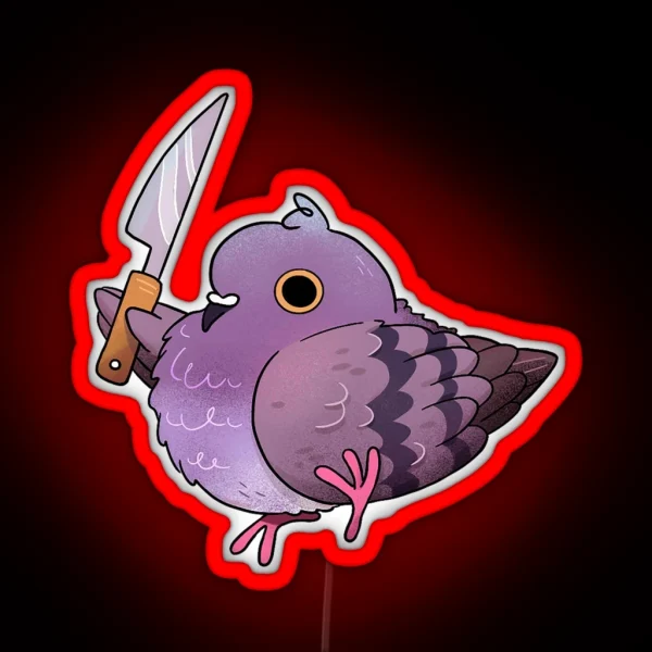 Angy Pigeon With A Knife RGB Neon Sign