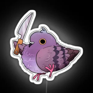 Angy Pigeon With A Knife RGB Neon Sign