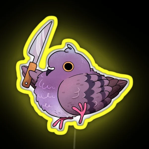 Angy Pigeon With A Knife RGB Neon Sign