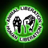 Neon Art Deco Sign Featuring Interconnected Animal Liberation Human Freedom