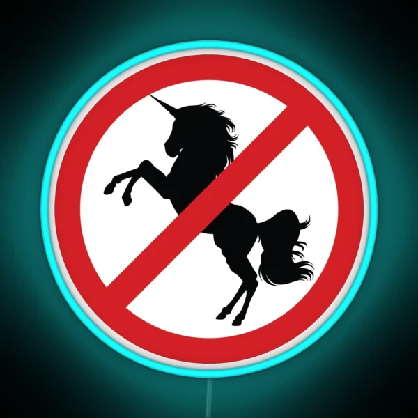Animal Unicorn Prohibition Sign RGB Neon Sign