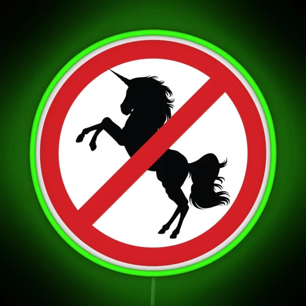 Animal Unicorn Prohibition Sign RGB Neon Sign