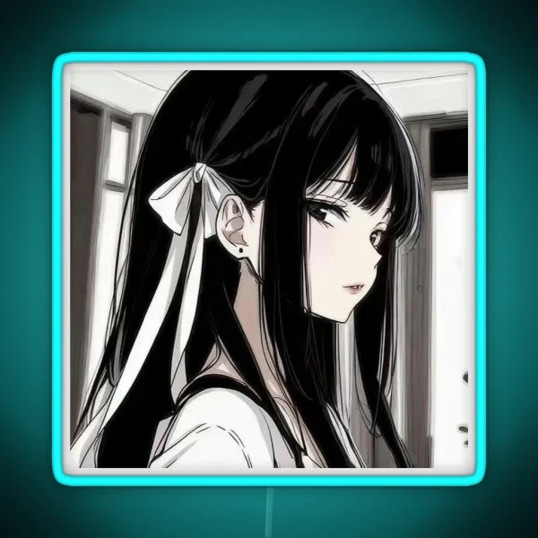 Anime Girl With Black Hair RGB Neon Sign