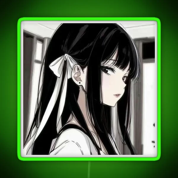 Anime Girl With Black Hair RGB Neon Sign