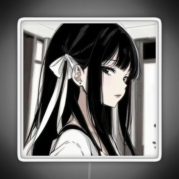 Anime Girl With Black Hair RGB Neon Sign