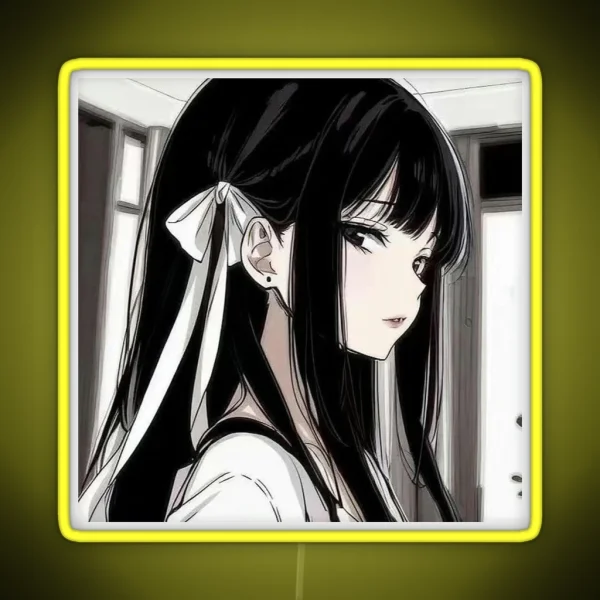 Anime Girl With Black Hair RGB Neon Sign