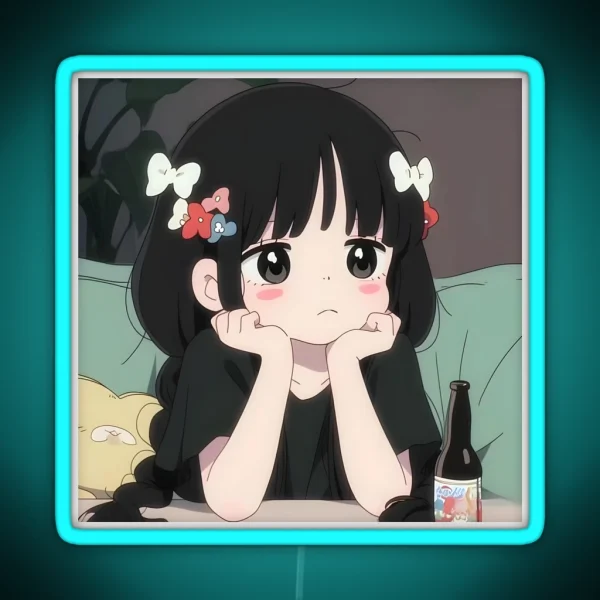 Anime Girl With Braided Hair RGB Neon Sign