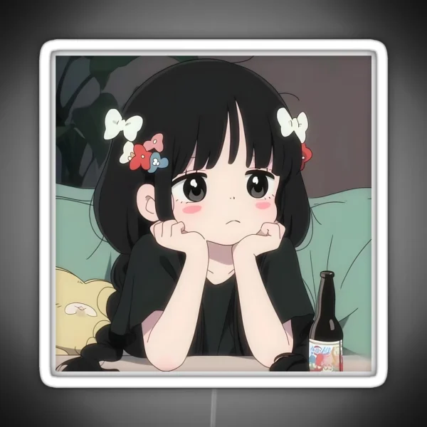 Anime Girl With Braided Hair RGB Neon Sign