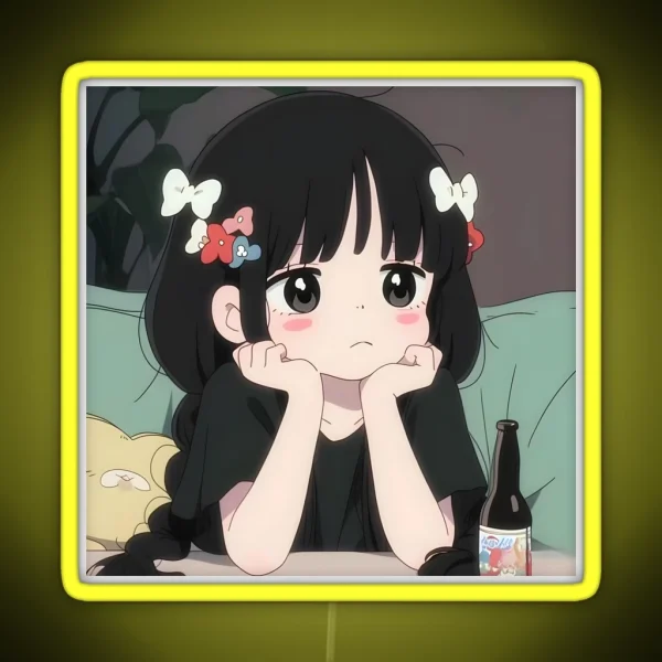 Anime Girl With Braided Hair RGB Neon Sign
