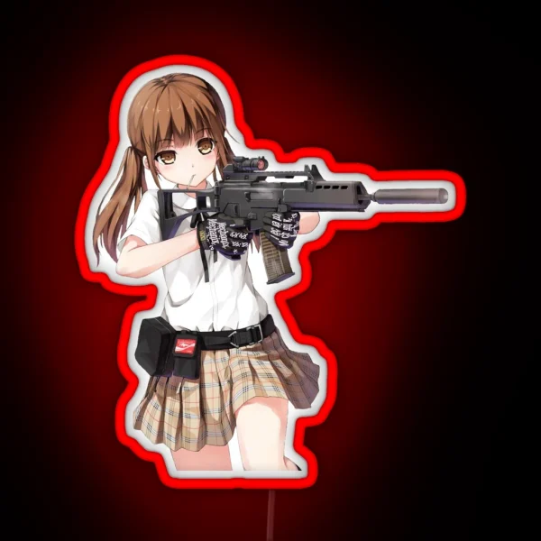 Anime Girl With Gun RGB Neon Sign