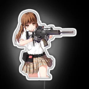 Anime Girl With Gun RGB Neon Sign