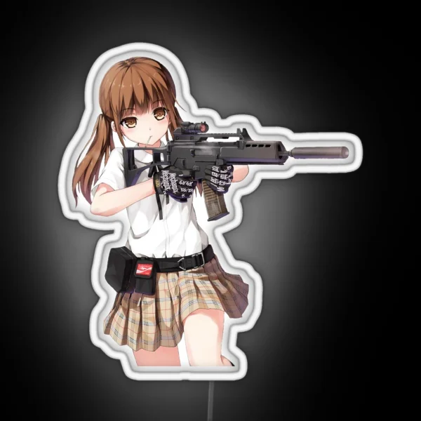 Anime Girl With Gun RGB Neon Sign