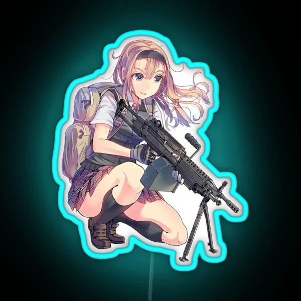 Anime Girl With Gun RGB Neon Sign