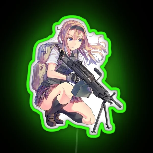 Anime Girl With Gun RGB Neon Sign