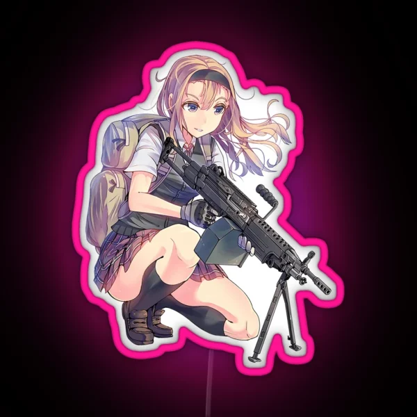 Anime Girl With Gun RGB Neon Sign