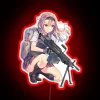 Vibrant anime girl wields futuristic gun in neon RGB glow.