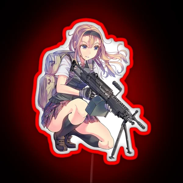 Anime Girl With Gun RGB Neon Sign