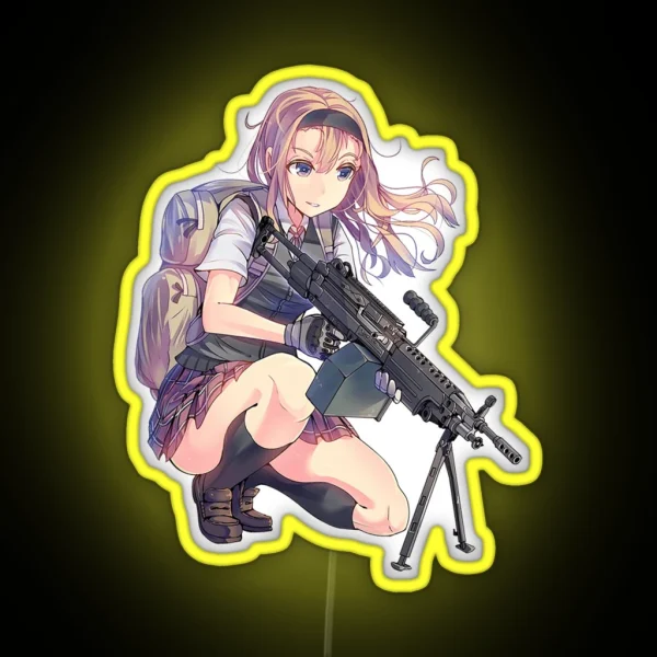 Anime Girl With Gun RGB Neon Sign