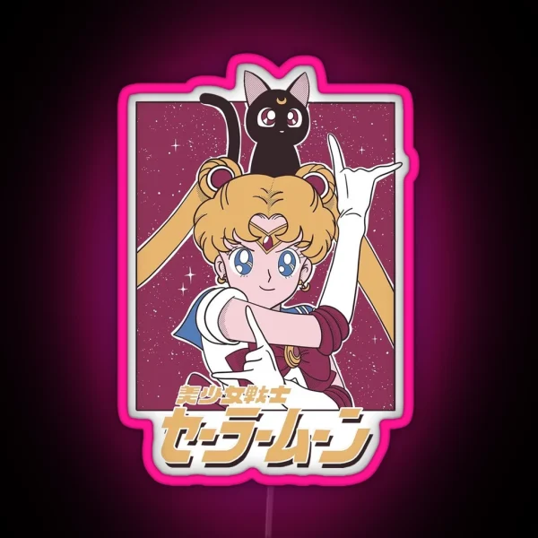 Anime Manga Pink Cute Kawaii Sailor Cartoon RGB Neon Sign