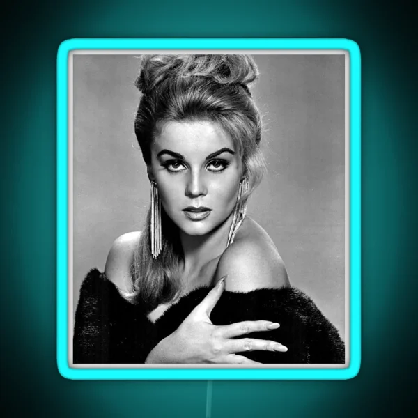 Ann Margaret Model Portrait Photo Black And White RGB Neon Sign