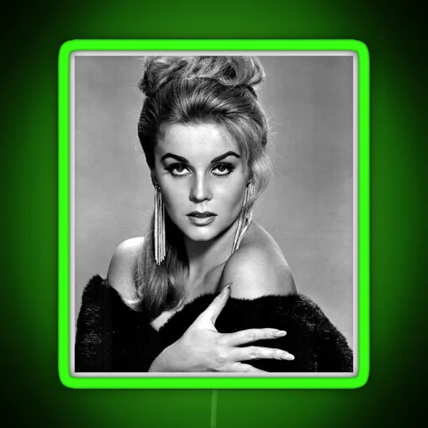 Ann Margaret Model Portrait Photo Black And White RGB Neon Sign
