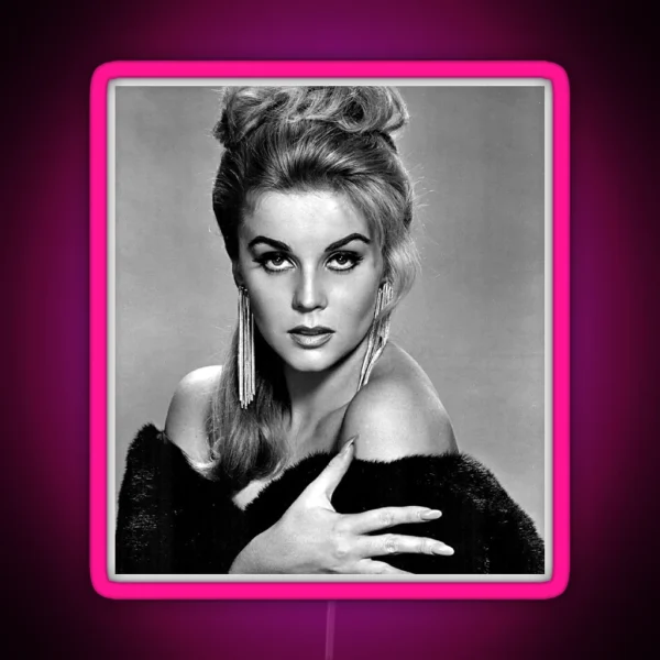 Ann Margaret Model Portrait Photo Black And White RGB Neon Sign
