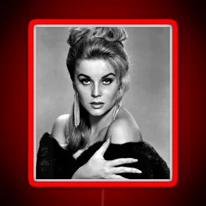 Ann Margaret Model Portrait Photo Black And White RGB Neon Sign